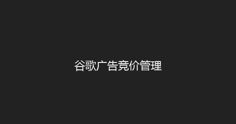 谷歌广告竞价管理 封面图